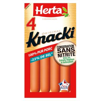 Saucisses Knacki Sel Réduit 100% Pur Porc HERTA