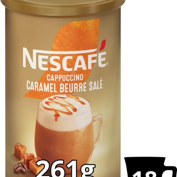 NESCAFE® Cappuccino Caramel Beurre Salé, Café soluble, Boîte de 261g