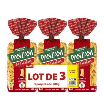 Pâtes créatives fusilli PANZANI : le lot de 3