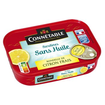 Sardines sans huile rondelle de citron frais - Connétable - 115 g (égoutté : 81 g)