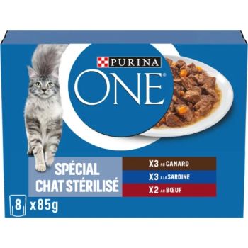 Purina One chat stérilisé - 3x canard 3x sardine 2x boeuf