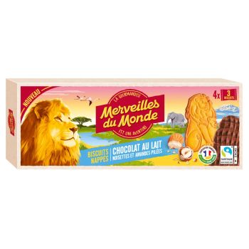 Biscuits au chocolat au lait Les Animaux Nappés MERVEILLES DU MONDE