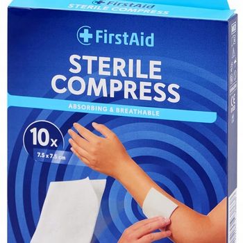 Kompres sterylny 7,5cm x 7,5cm chłonny FIRSTAID 10 sztuk