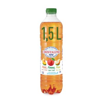 CRISTALINE Eau de Source au jus de fruits PECHE POMME POIRE 1,5L