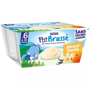 P'tit brassé petit pot dessert lacté abricot vanille dès 6 mois - NESTLE