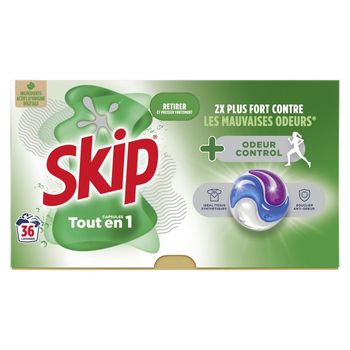 Lessive capsules Tout en 1 Odeur Control+ SKIP