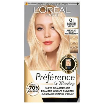 Comparez Coloration Permanente 01 Prague Blond Très Très Clair Naturel Brillance Longue Durée Préférence L'OREAL PARIS