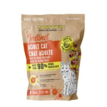 Croquettes sans céréales au faisan Natyka Instinct chat adulte 2kg NATYKA