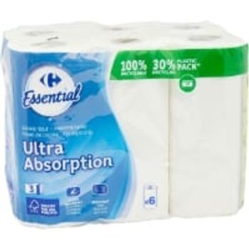 Essuie-Tout Ultra Absorption Blanc CARREFOUR ESSENTIAL