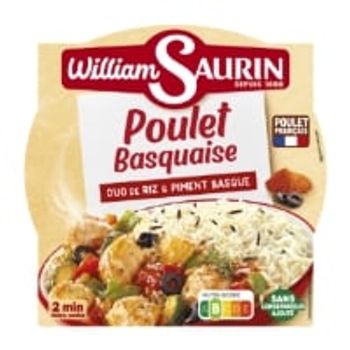 Comparez Plat Cuisiné Poulet Basquaise Riz et Piment Basque WILLIAM SAURIN