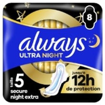 Comparez Serviettes Hygiéniques avec Ailettes Nuit Taille 5 Ultra Secure Night Extra ALWAYS